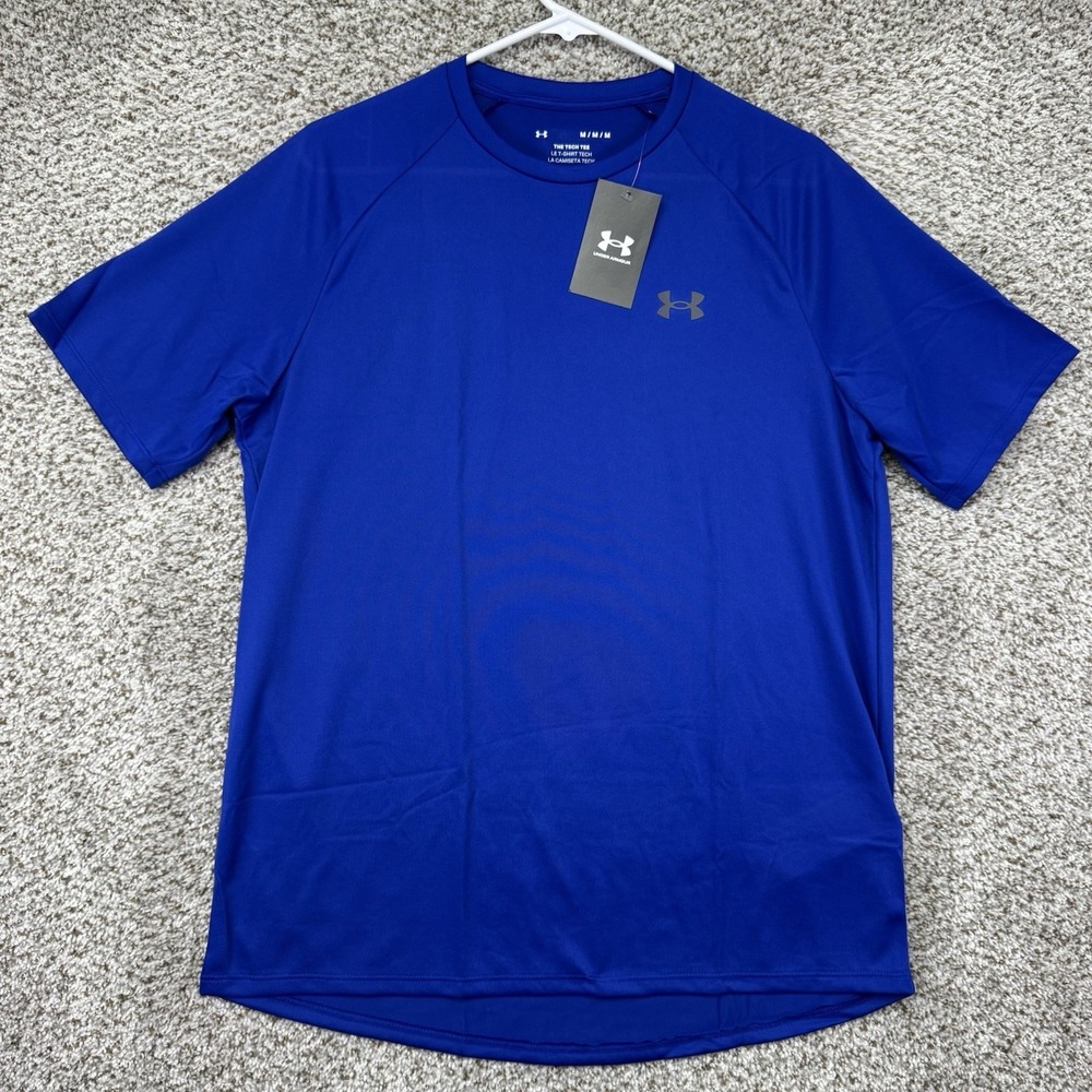 NEW Under Armour Tech Tee Men's Size Medium Blue Crew Neck Shirt Gym Running